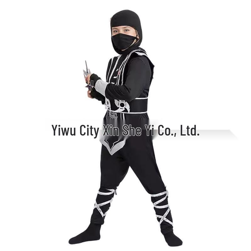 Silver Dragon Ninja Samurai Costume for Kids with Mask and Sword Accessories