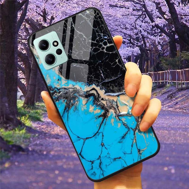 For Xiaomi Redmi Note 12 4G 2023 Case Tempered Glass Starry Marble Hard Back Protective Cover for Redmi NOTE 12 Note12 4G Global