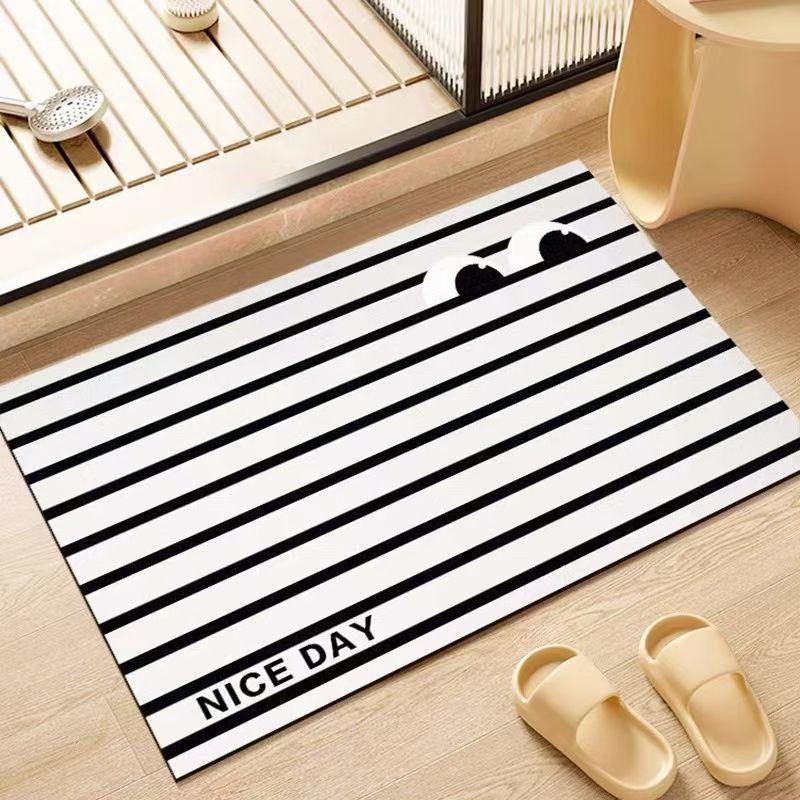 Simple Bathroom Floor Mat Painted Dopamine Toilet Bathroom Door Floor Mat Diatom Mud Water Absorption Quick Drying Foot Mat