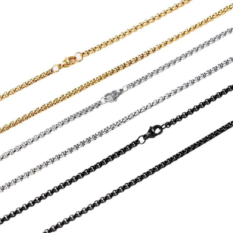 Collier de perles carrées polyvalent tendance Acier titane Carré Hezi Avec chaîne Chaîne en acier inoxydable Maïs Hommes