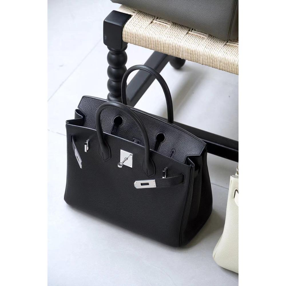 Høykvalitets spesiallaget semi-vokset tråd semi-håndsøm stålbeslag importert togo toppnarvet kuskinn håndveske med en følelse av luksus