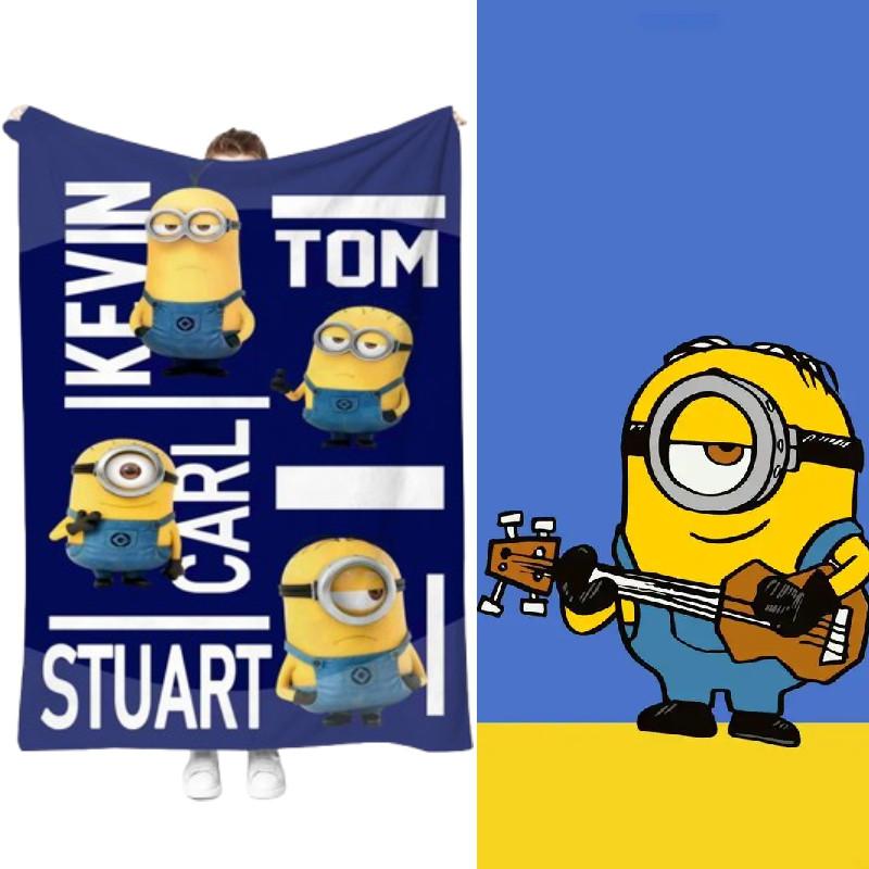 Minions Blanket With Geometric Pattern For Dorm Room And Office Comfort