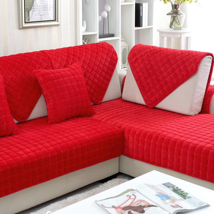 Thickened Plush Sofa Cushion Non-Slip Flannel Cover for Autumn and Winter