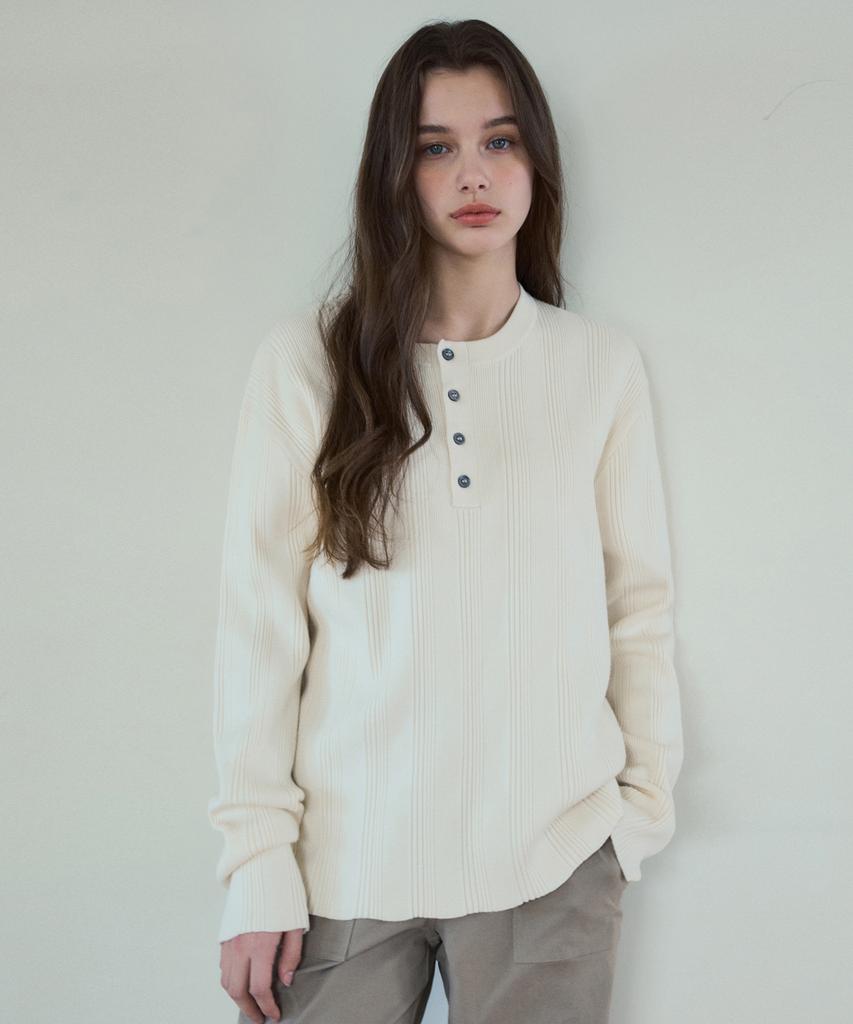 Wednesday Oasis For Woman W/Always Ribbed Henley Neck Washable Knit_4 Colors (Wc25_Kn04)