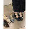 Rhinestone Flower Fashion Mary Jane Shoes Autumn and Winter French Beautiful Single Shoes Inner Height Increase Fluff Shoes