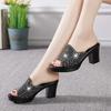 Fashion Slides Outside Black Shoes Rhenstone with Heel Women's Slippers and Ladies Sandals Jewels Crystals New Collection Original Pvc