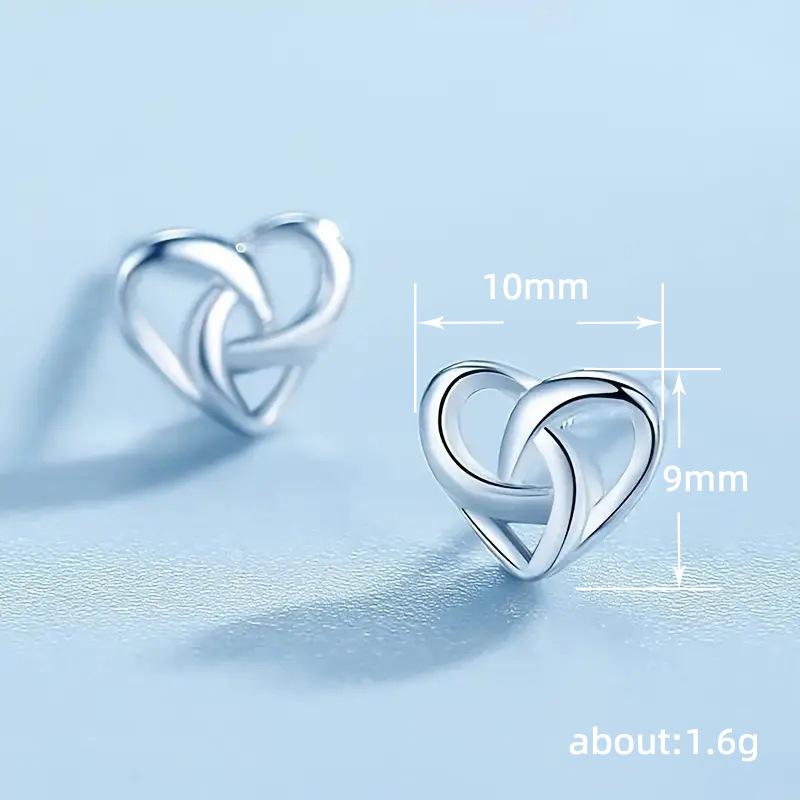 Love Interwoven Exquisite Stud Earrings, Versatile Clover Temperament Earrings, Simple Heart-Shaped Wrapped Women'S Earrings