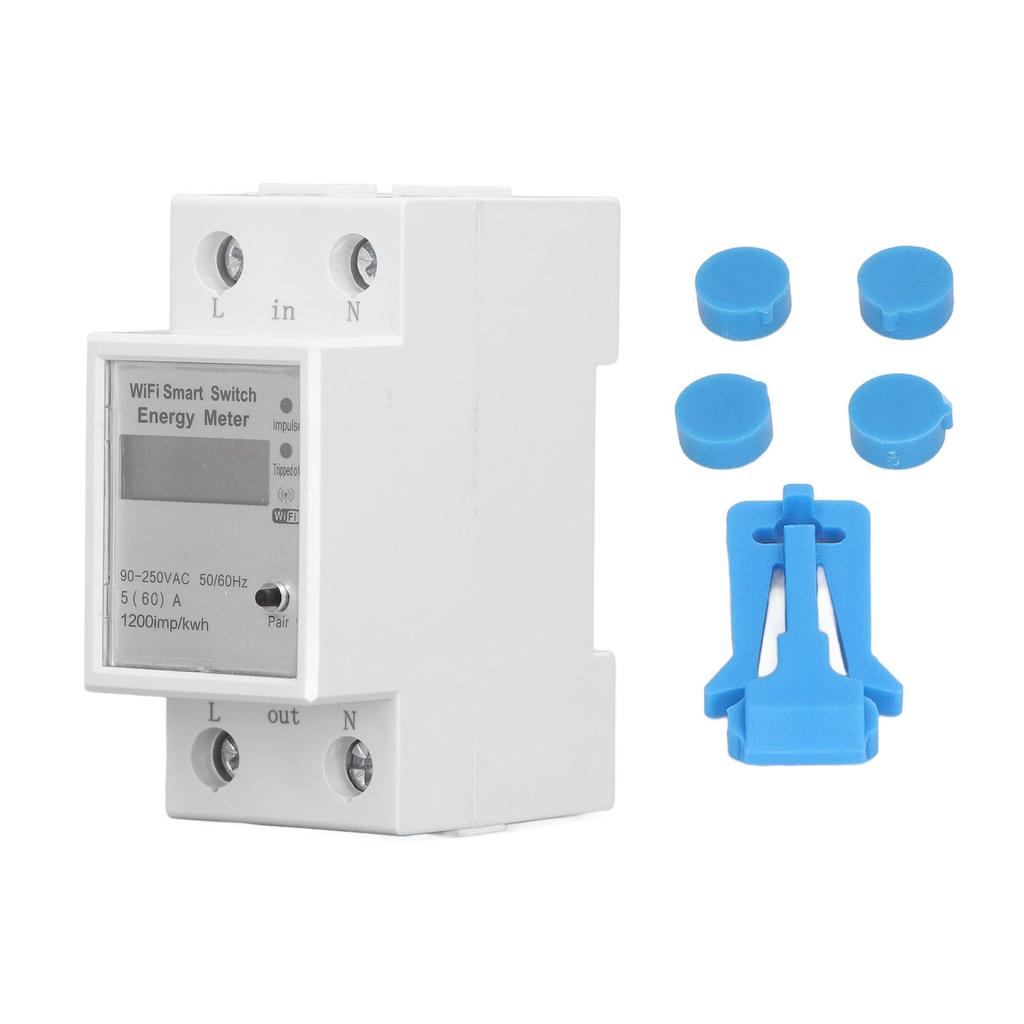 Wifi Energy Meter Circuit Breaker Mobile APP Voice Control Single Phase DIN Rail Type Smart Power Me