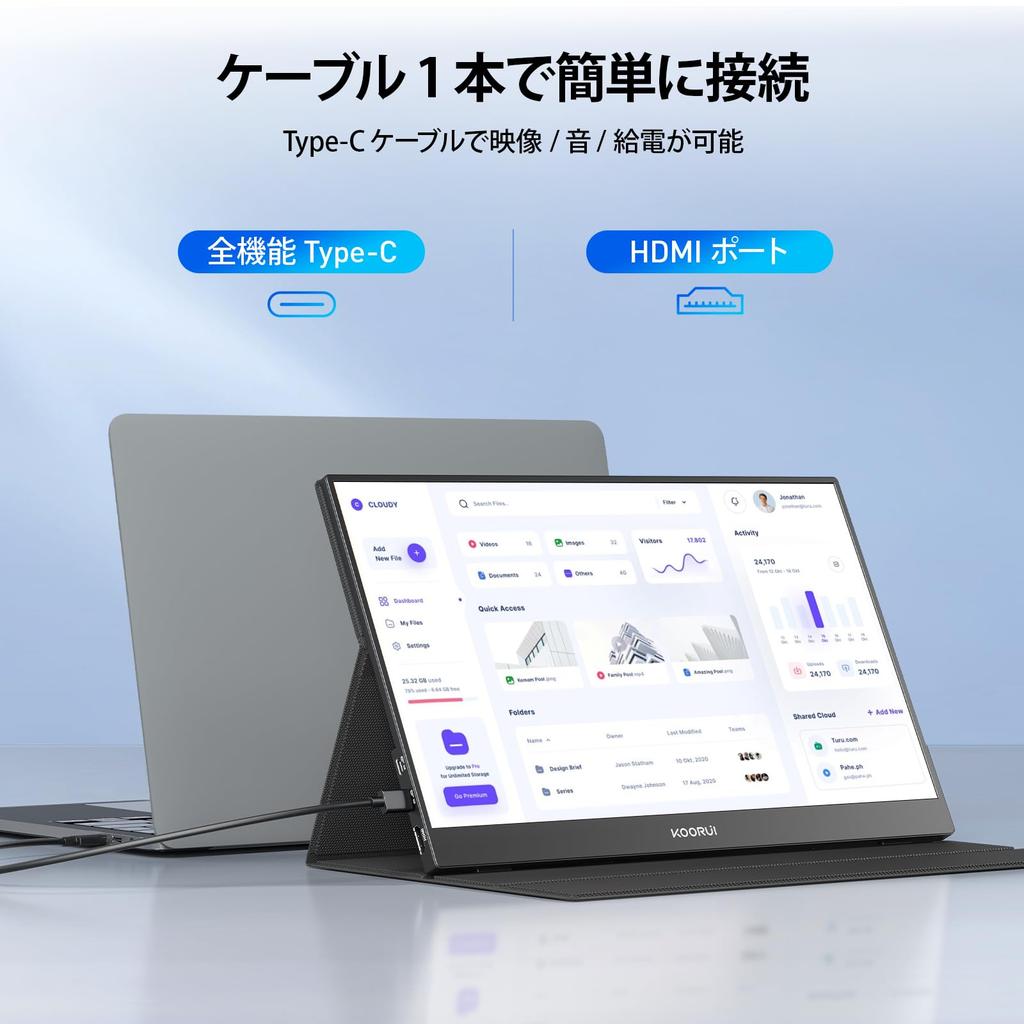 KOORUI Mobile FHD Fast IPS Panel with Portable USB Includes Secondary Ideal for Working from Home or Remote Work Monitor, 15.6-inch (1920x1080)