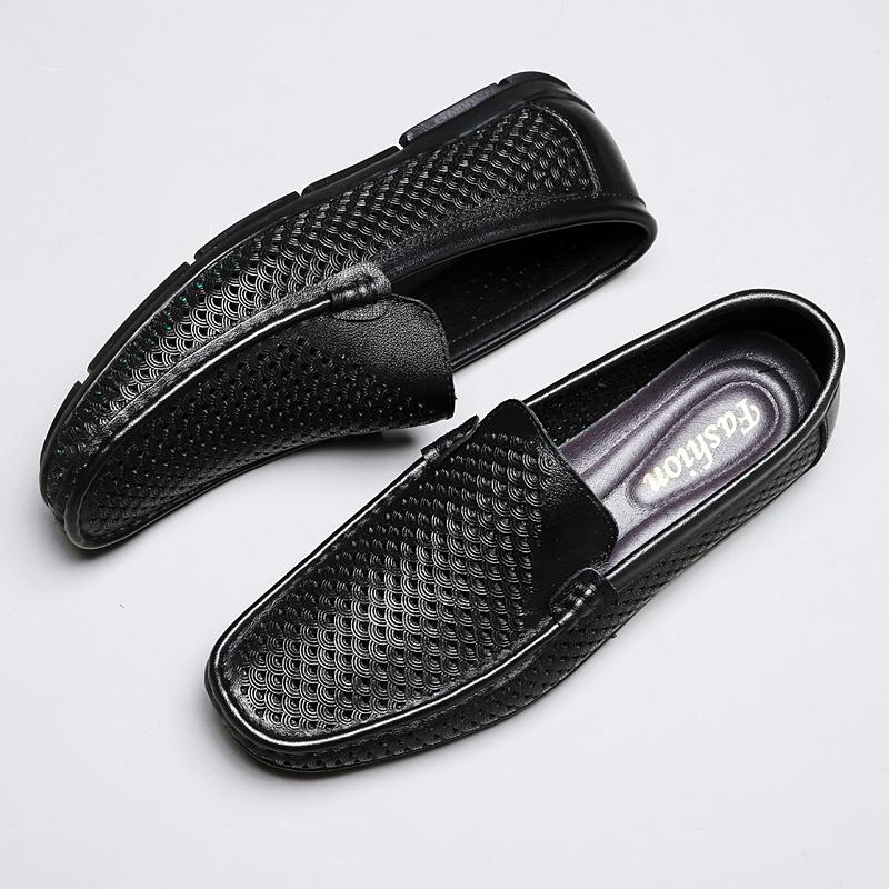 Fashion Genuine Leather Men's Loafers Comfortable Slip-on Flats Handmade Casual Driving Shoes Breathable Male Business Shoes Moccasins