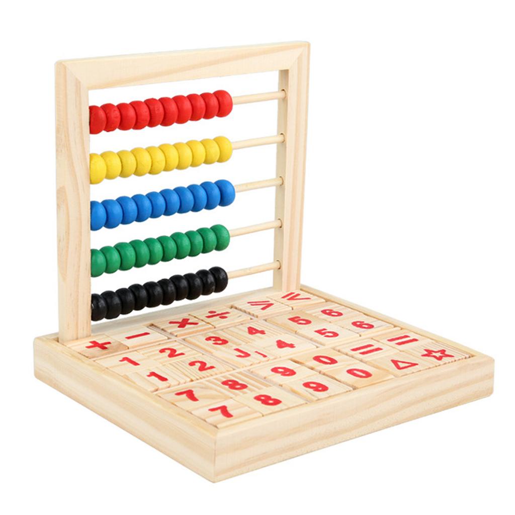 Wooden Math Blocks Educational Early Learning Bright Color Skill Development Math Counting Board