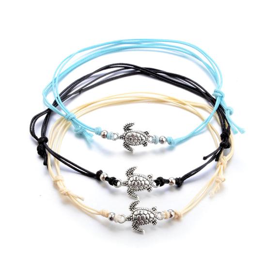 3Pcs Bohemia Women Weaved Rope Sea Turtle Stone Anklet Bracelet Foot Jewelry