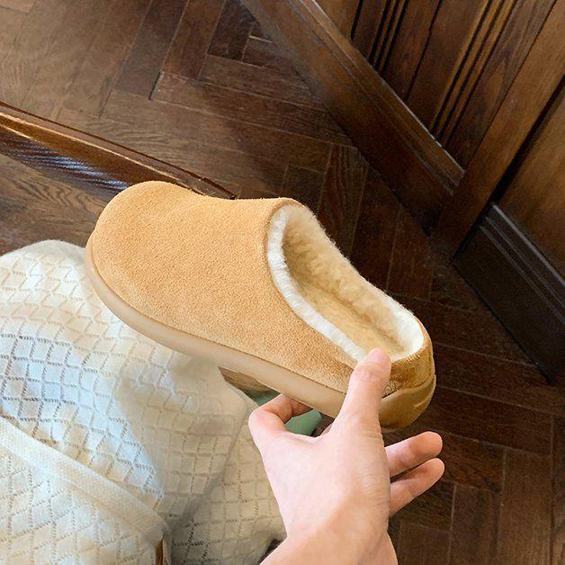 

Мао Мао полу-драг Birken одинарные туфли для женщин осенью и зимой 2025 Утепленные теплые и приподнятые мюли на плоской подошве с сумкой на носке для 40 верблюд