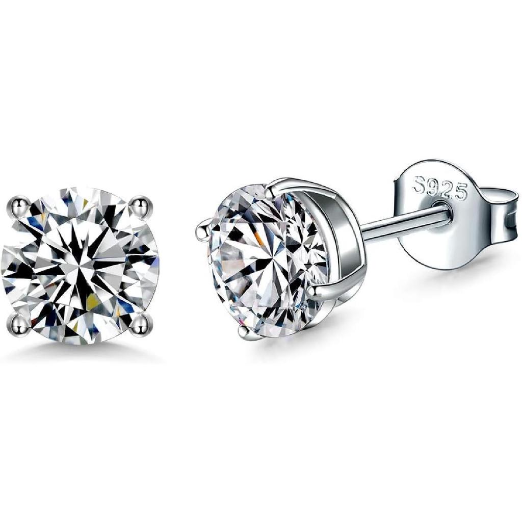 925 Sterling Silver Stud earrings Set | White Gold Plated Hypoallergenic Stud Earrings | Cubic Zirconia Stud Earrings for Women