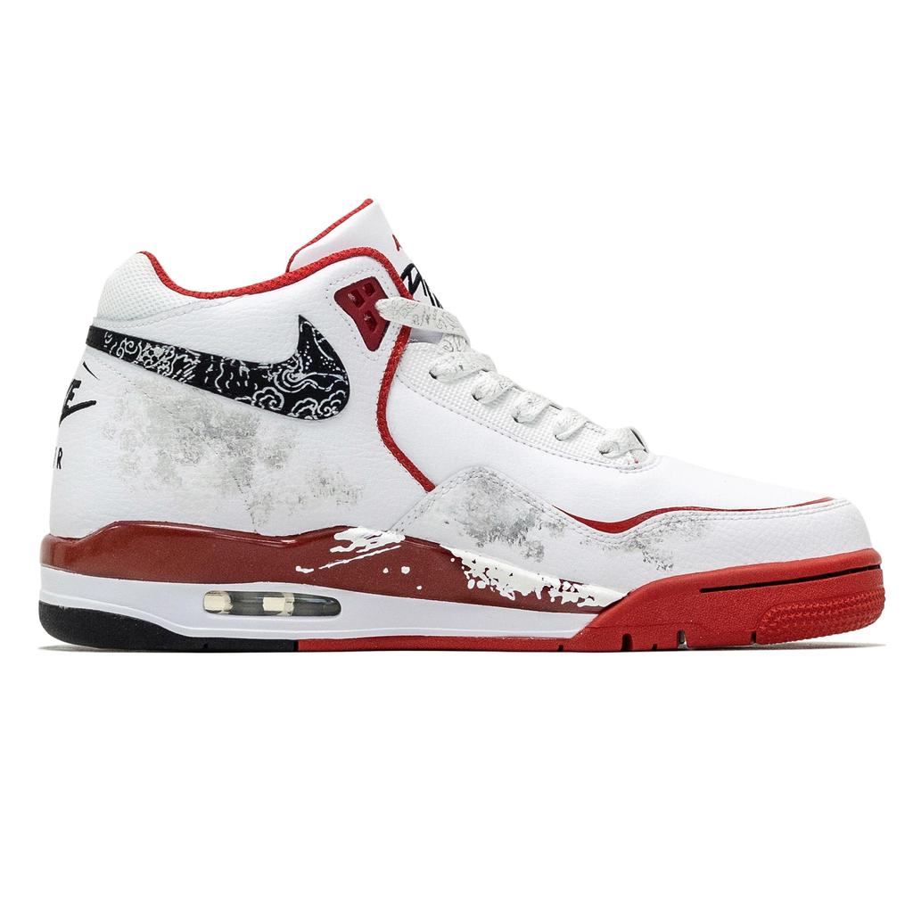 Nike Flight Legacy Dragon Spirit Abrasion Resistant Abrasion Resistant Mid Top Vintage Basketball Shoes Men's Red White BQ4212-100(Team1592-)