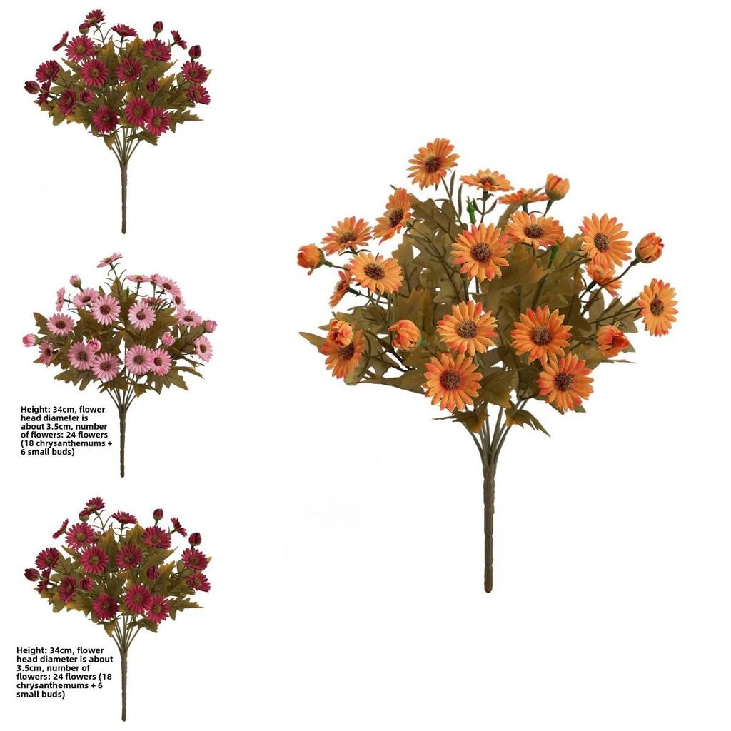 Autumn Colors Artificial Dendranthema Morifolium Home Decor Faux Flower For Photography Props
