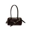 Korean Style Retro Shoulder Bag Solid Color Bowling Bag Fashionable Underarm Bag  Travel