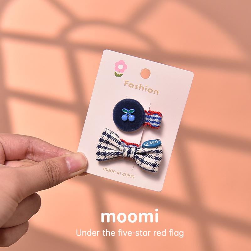Guochao Festive Fabric Bow Hair Clip for Girls - New Year Star Bangs Accessory