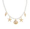 Bohemian style alloy conch scallop starfish tassel necklace imitation pearl bead summer beach choker necklace