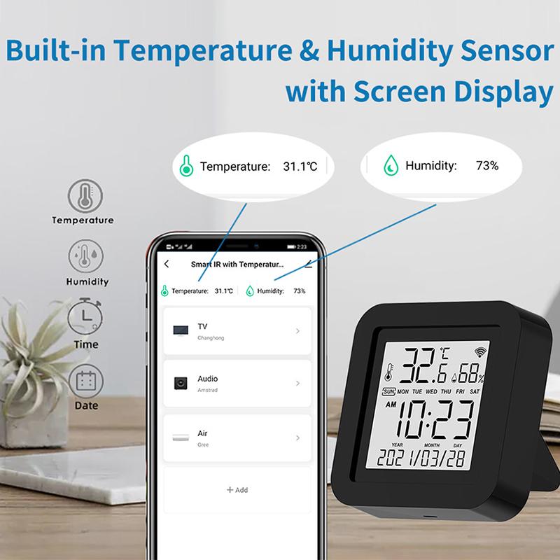 Digital Thermometer Hygrometer IR Remote Control Smart WiFi Temp Humidity Monitor for Air