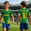 Children's Tracksuit Football Jersey Neymar #10 Print T-Shirt+Shorts Sets Brazil Fans Suit Sports Kids/Adult 2 Piece Outfits