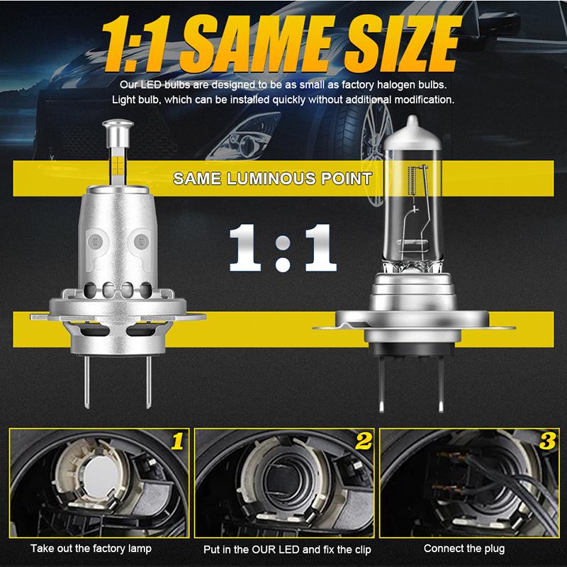6000W 3D LED H7 Car Headlight Bulbs 6500000LM Canbus CSP Chip Turbo Fan Auto Light Mini H7 LED Emit Diode Plug&Play For 99% Cars