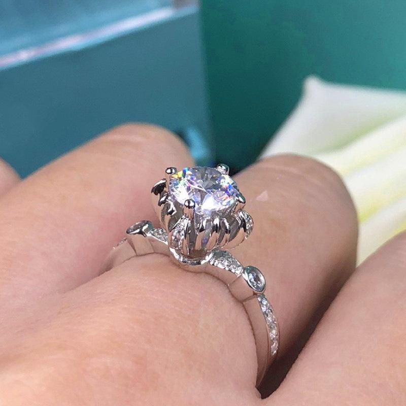 New Bride'S Wedding Design, Attending Accessories, Shiny Round Simple Inlaid Zircon Shiny Fashion Ring