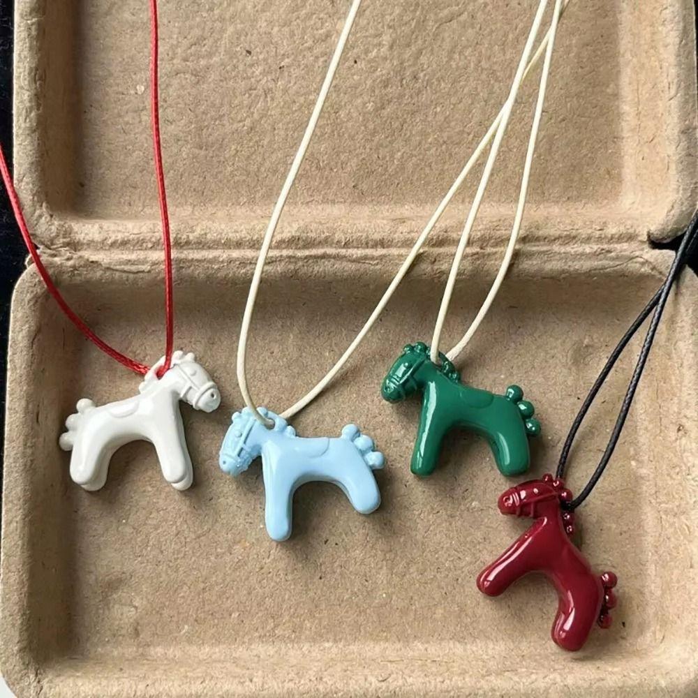 Horse Pendant Colorful Horse Pendant Necklace Dopamine Necklace Horse Pendant Necklace  Casual Wear