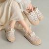 Cloth Shoes Women's Shoes Summer New Linen Woven Retro Embroidered Slippers One Pedal and Half Drag Women's Shoes