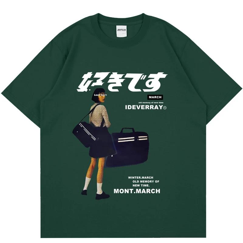 Hiphopowy sweter Harajuku T Shirt Girl japońska koszulka z nadrukiem Kanji 2021CC letnia bawełniana koszulka z krótkim rękawem obszerna koszulka