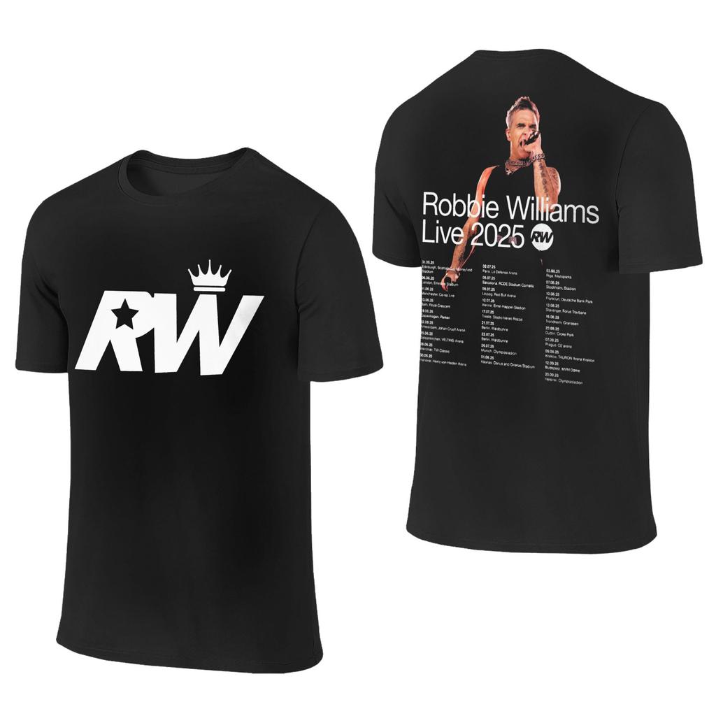 Robbie Williams Live 2025 Tour Concert Apparel Men Women T Shirt Cotton Tee Graphic Printing  T-shirt Clothing