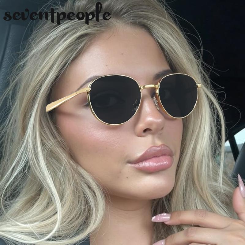 Steampunk Small Frame Oval Sunglasses Women  Luxury Brand Trendy Metal Frame Sun Glasses For Ladies Fashion Shades UV400