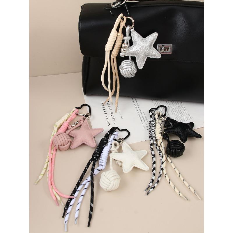 Original leather star Medra premium handmade rope knot keychain pendant pentagram bag pendant