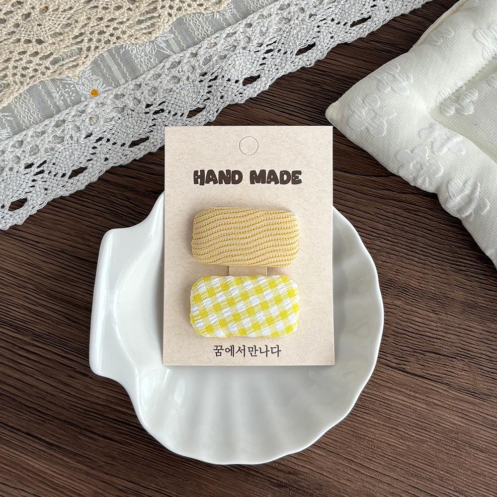 Koreanische karierte Haarspange in Bonbonfarben für Kinder