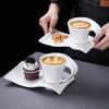 Set de cești de cafea din ceramică europeană cu farfurie ondulată 80 100 180 și 280ml Minimalist Modern Alb Cappuccino Latte Vas de desert