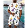 Men's Faux Rabbit Print Short Sleeve Shorts Set