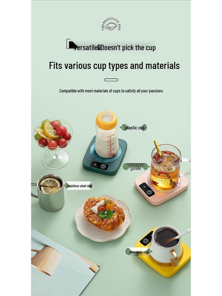 55° Heated Insulating Ceramic Mug with Coaster - Keeps Drinks Warm