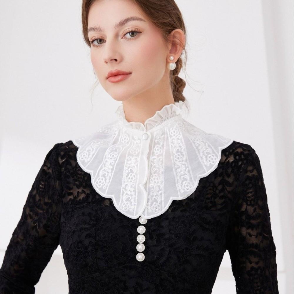 Stand Collar Embroidered Ruffle Collar Removable Detachable Collar Women Fake Collar  Fashion