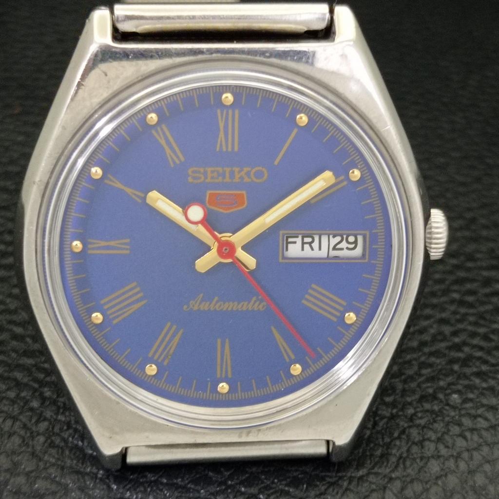 JAPAN VINTAGE SEIKO 5 AUTOMATIC 6319A MENS BLUE COLOR DIAL WATCH a701256-5 R206a-a701256