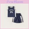 Boys Summer Basketball 2piece Set With Letter Print For Kids Ages 3-8