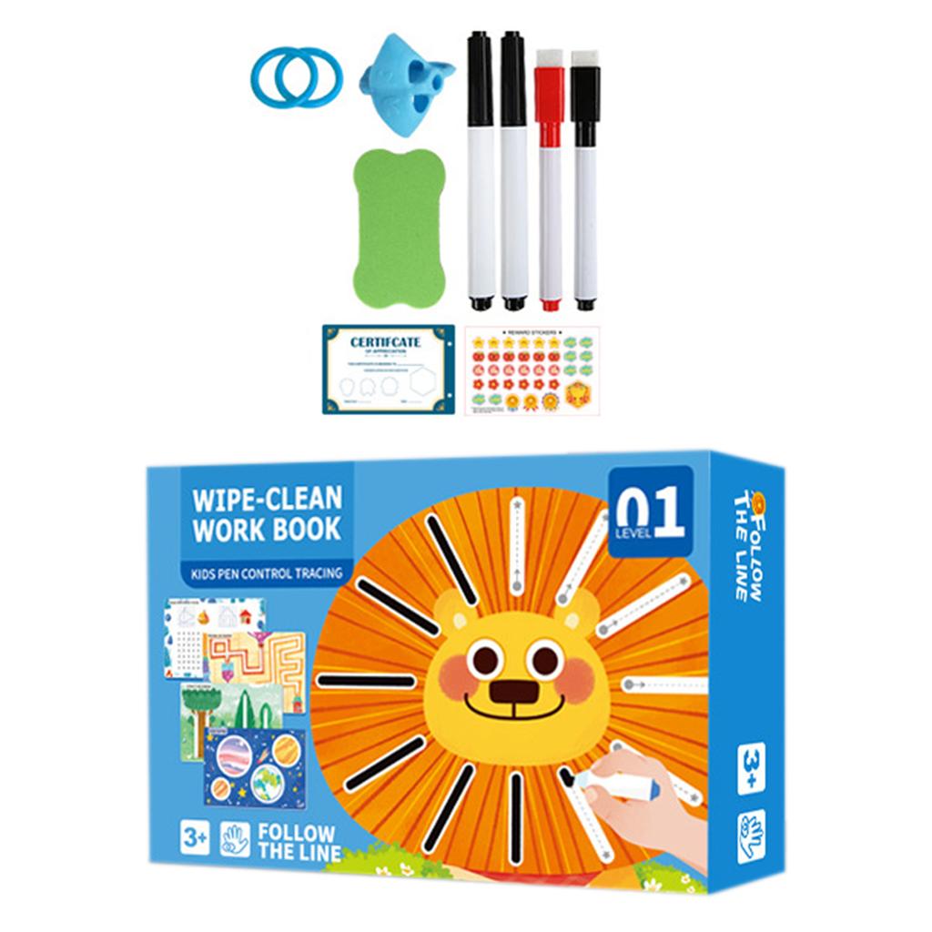 Write Wipe Activity Book Toddler Pen Control Training Book Funny Pen Guide Training Card Book for Children Early Learning