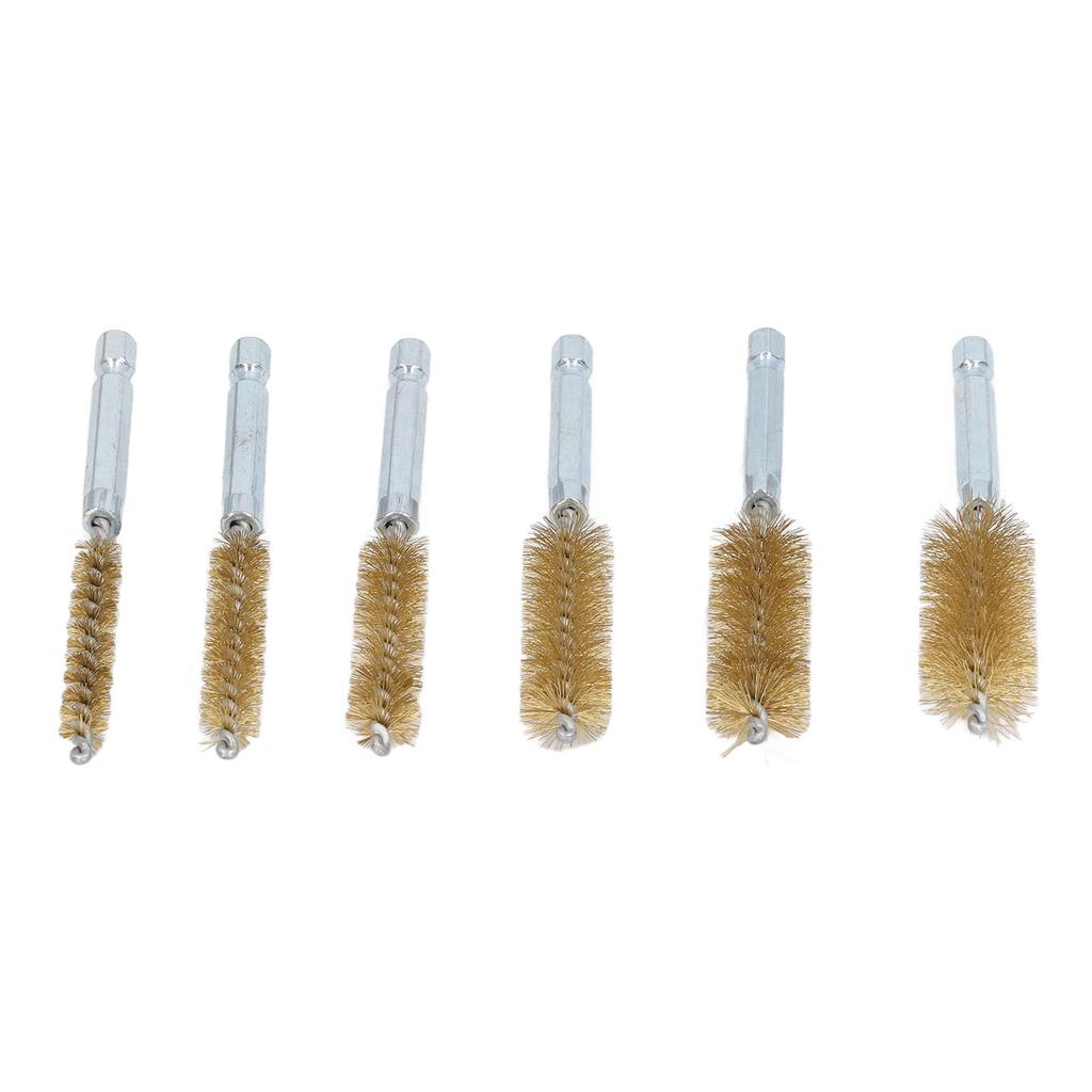 6PCS Bore Brush 4in Rust Proof Twisted Wire Cleaning Brush with 1/4in Hex Shank for Electric Drill Impact Driver