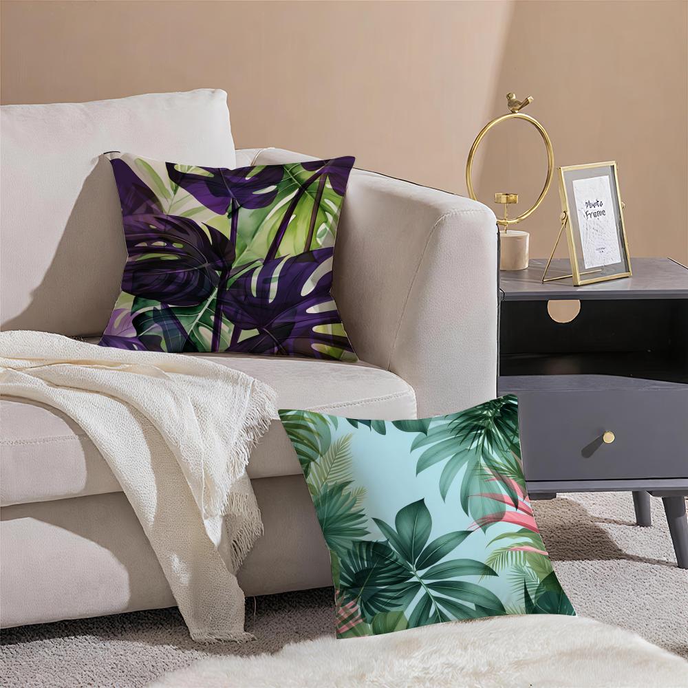 Cool Summer Prints Cushion Cover Anti-dustmite Pillowcase Invisible Zipper Silky Short Plush Sofa Cushion Cover