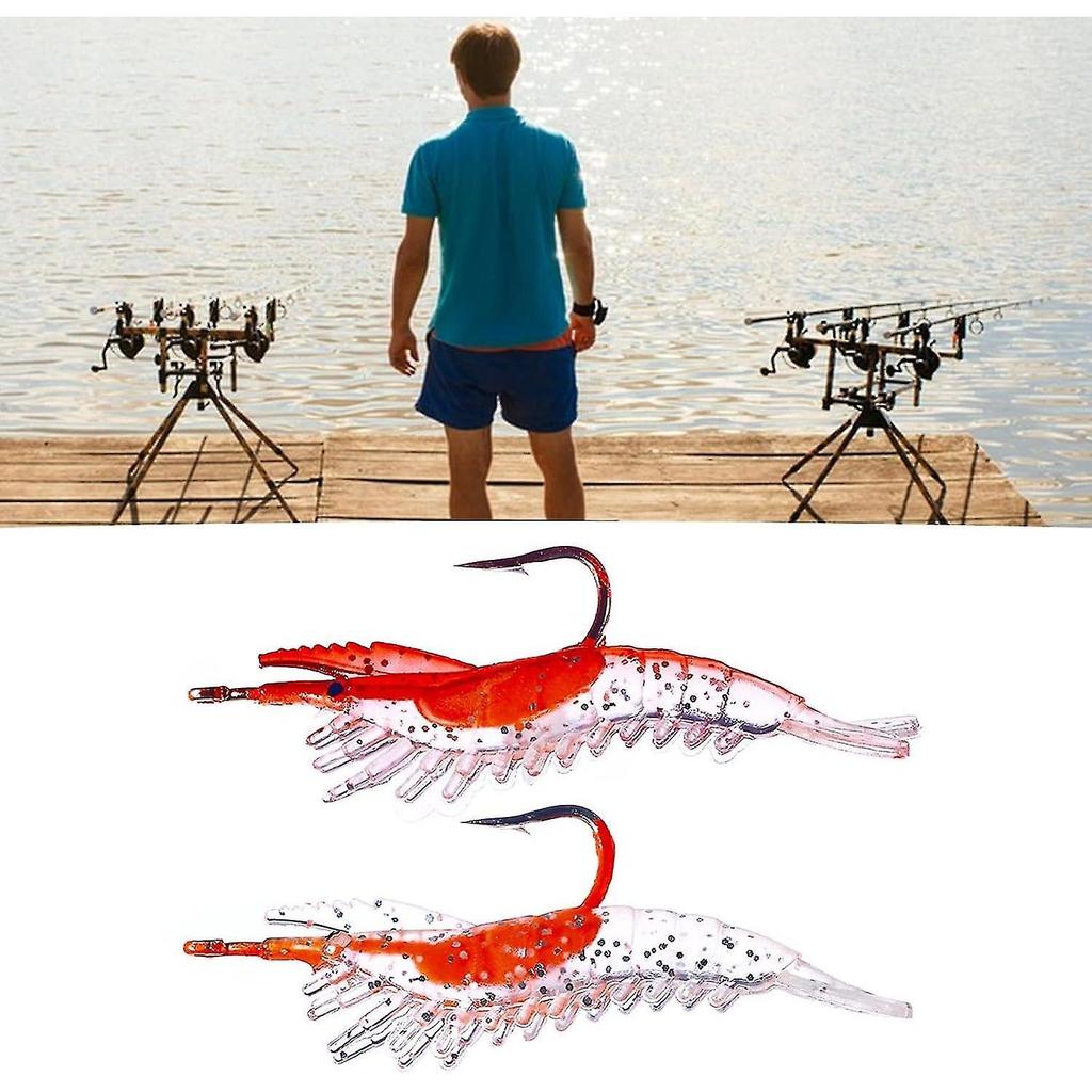 Angler Fishing Equipment - 5Pcs PVC Soft Lures Realistic Eye Simulation Artificial Shrimp Fake Baits (6cm/3g)