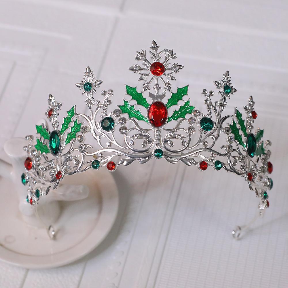 1 Stück Exquisite Weihnachtskrone Elegantes Strass Metall Haaraccessoire Geeignet zum Tragen Weihnachtsfeier Unisex Weihnachtsgeschenk