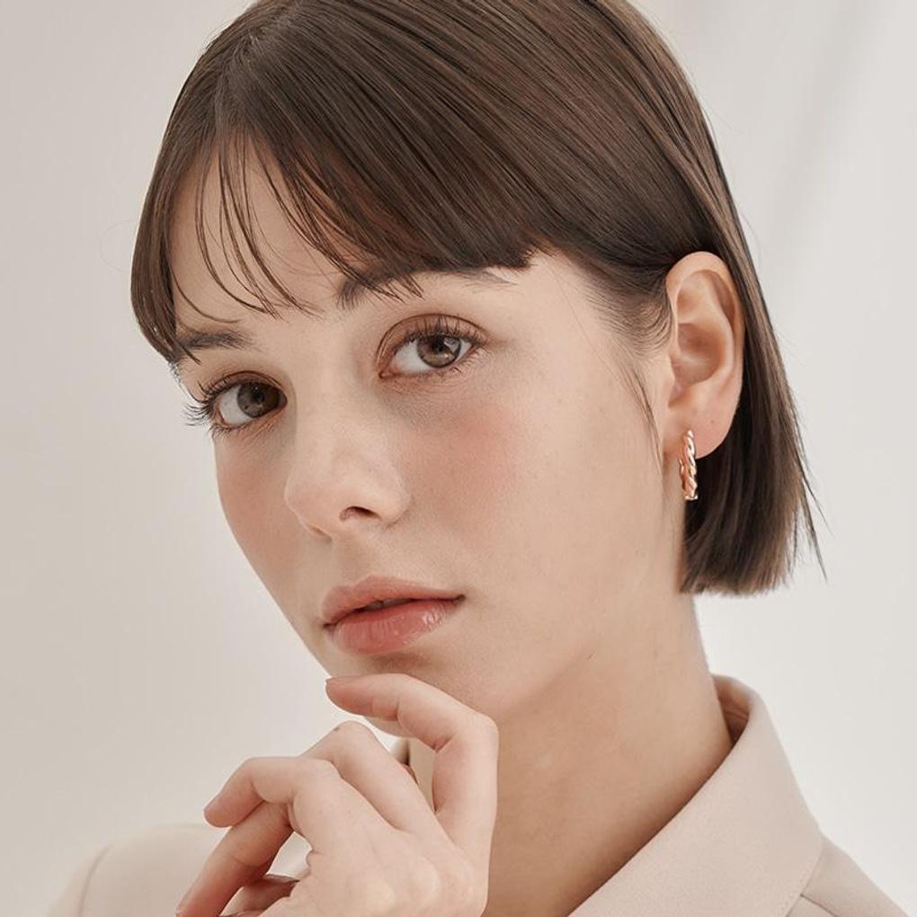 [ELLE Jewelry] 14K GF Twisted Round One-Touch Earrings ELGPEE557