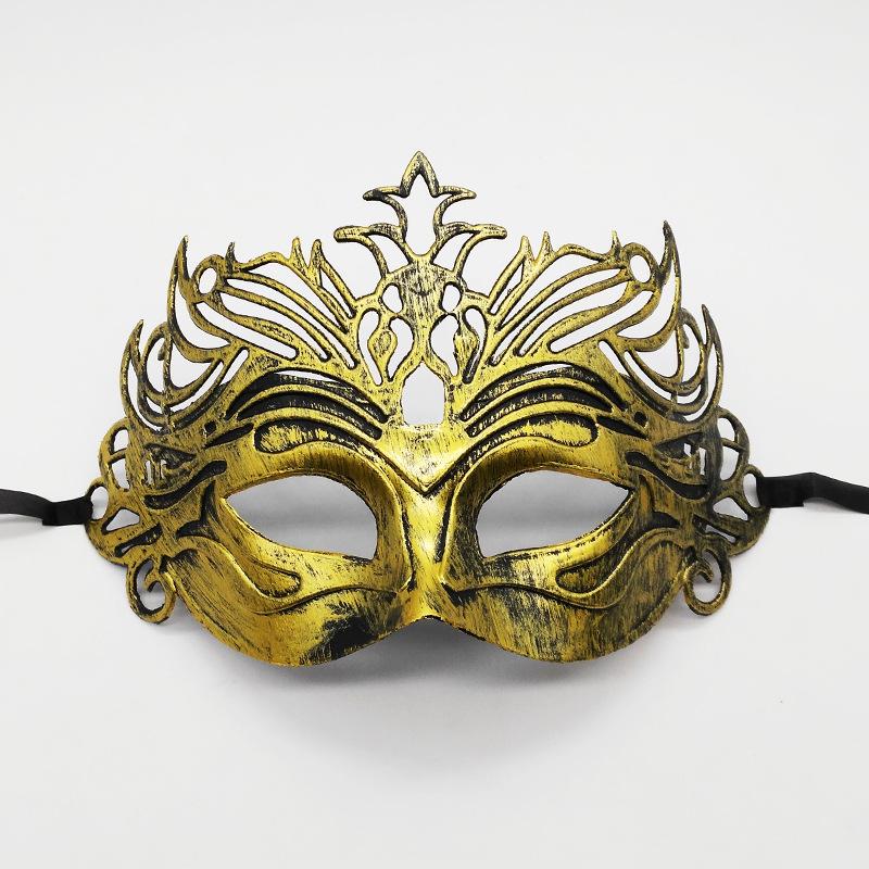 Halloween Horror Ball Party Mask Retro Jazz Flat Head Antique Half Face Bar Cosplay Decoration Props Men and Women Gold Silver