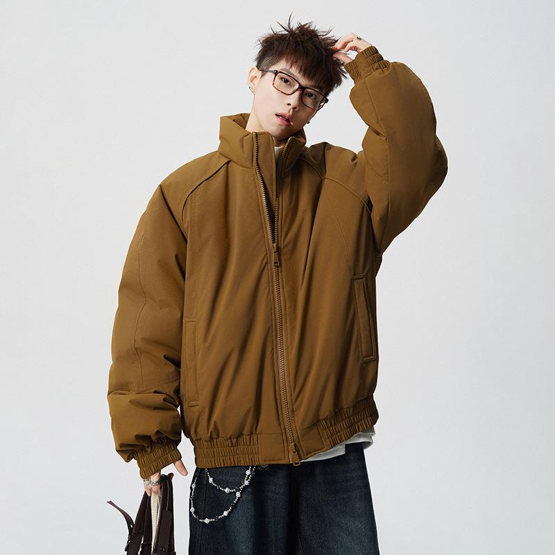 Herren Outdoor Baumwolljacke Stehkragen Reißverschluss Lockerer Schnitt Freizeit Wintermantel