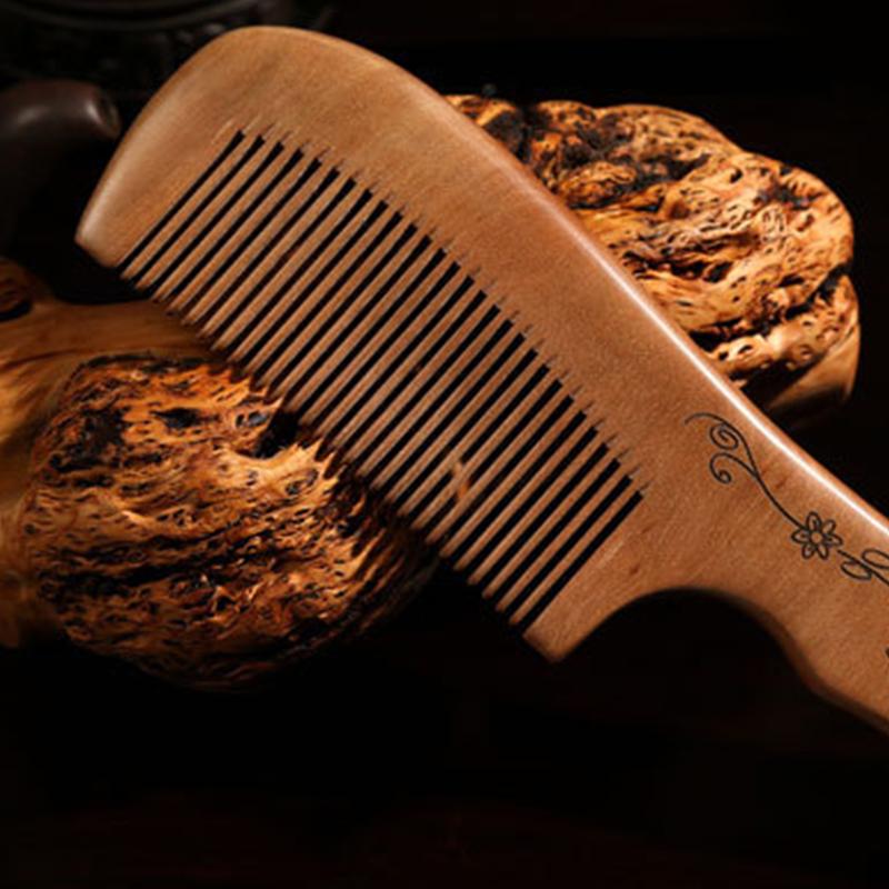 New Anti-Static Handcrafted Natural Peach Wood Hair Comb Head Massage Sandalwood Comb Hair Care Diy Styling Tool