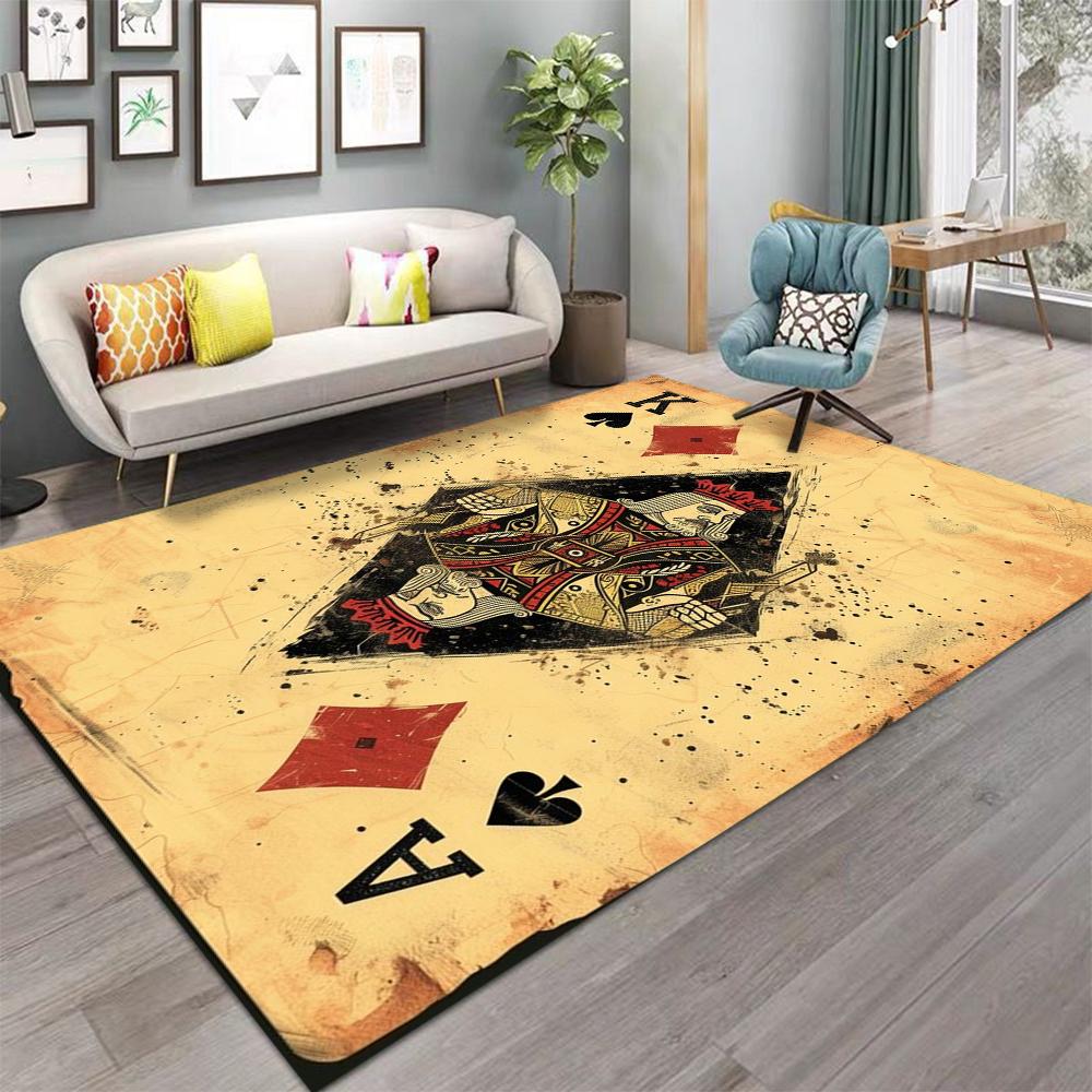 Joker Theme Playing Card Carpet Multi Color Suit Design Large Non Slip Rug for Poker Game Room Home Decor Mat